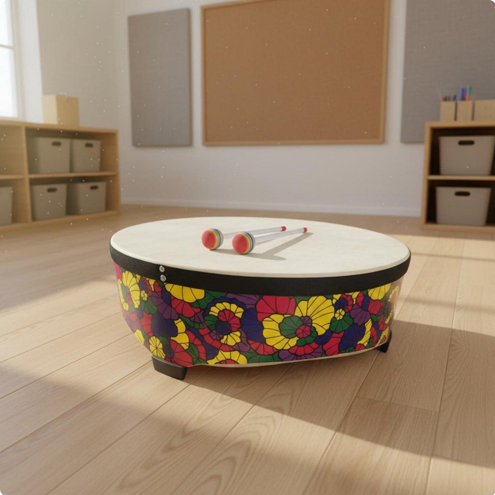 Musical Instrument Groups - 22インチ木製キッズフロアドラム早期音楽教育用打楽器、グループゲームやアクティビティに最適