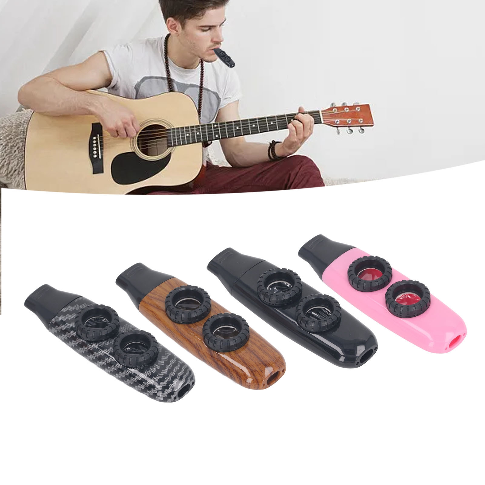 Musical Instrument Kazoo - カズー フルート デュアルホール フルート 調整可能な管楽器 ダイヤフラム付き