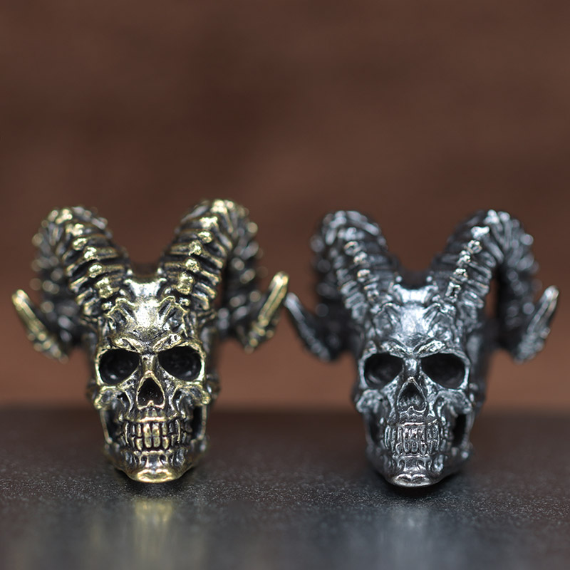 Musical Instrument Jewelry - ヤギホーンスカルヘッド真鍮ナイフビーズ EDC 屋外 DIY パラコードアクセサリー織ストラップペンダントジュエリーパンクブレスレットチャーム