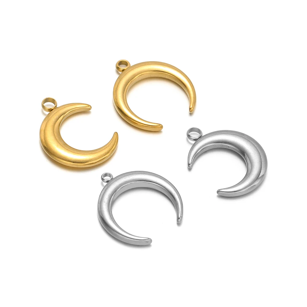 Musical Instrument Jewelry - 月の形をしたステンレス鋼のペンダント,ジュエリー作りのための金のペンダント,絶妙なネックレス,ブレスレット装飾用品,バルク,5個