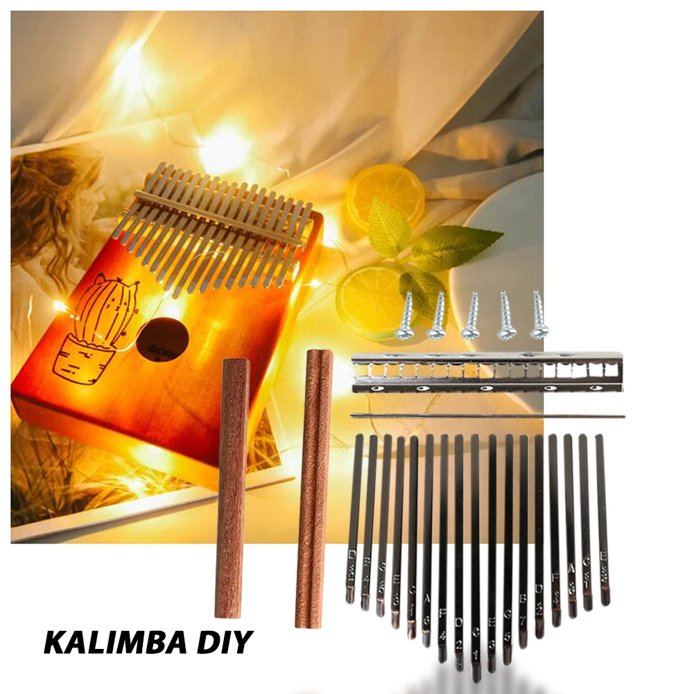 Musical Instrument Diy - DIY 17 トーンカリンバキーティンセットムビラ親指ピアノローズウッドブリッジ交換部品自家製楽器アクセサリー