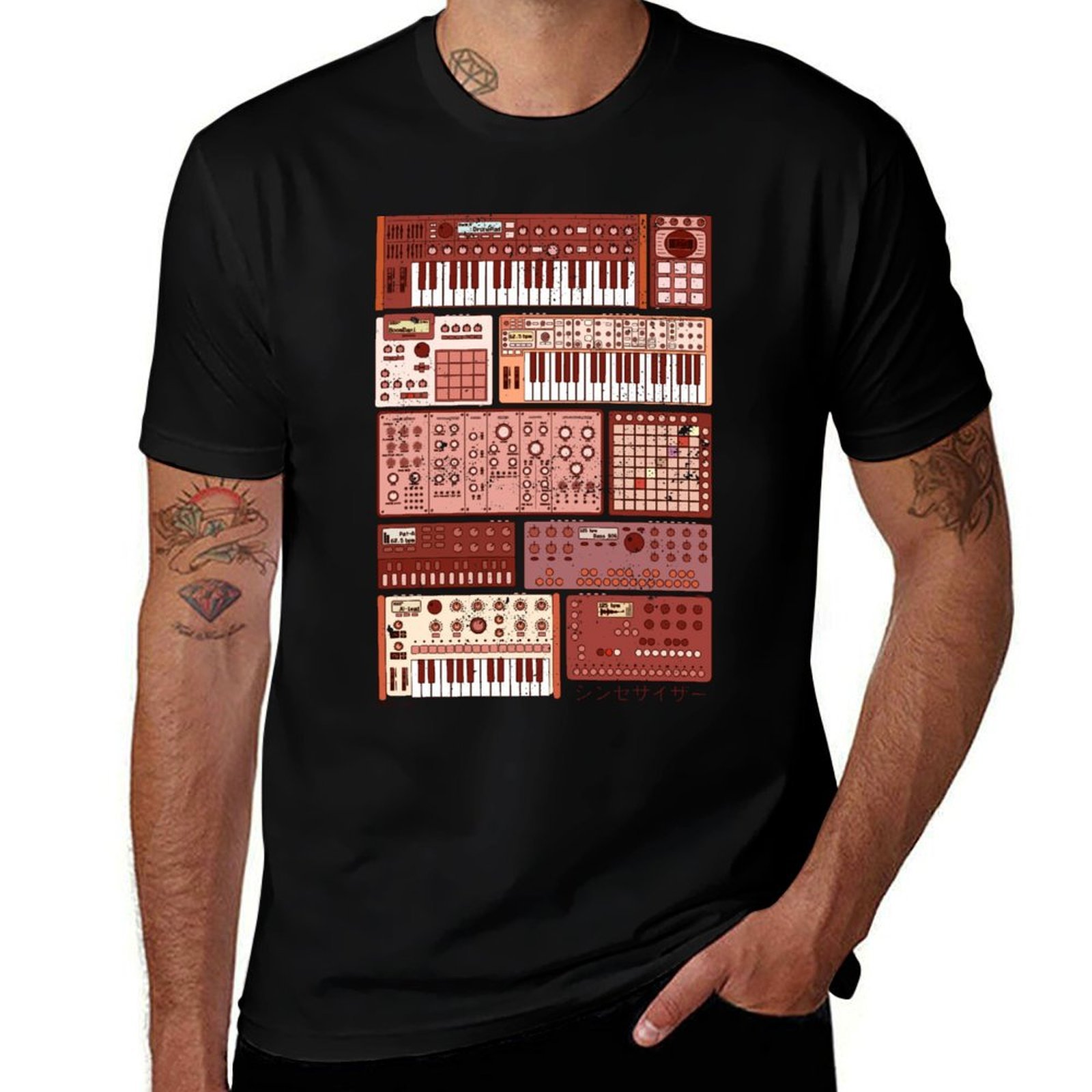Musical Instrument Synthesizer - シンセサイザーと電子楽器用Tシャツ 汚れにくいカジュアルTシャツ