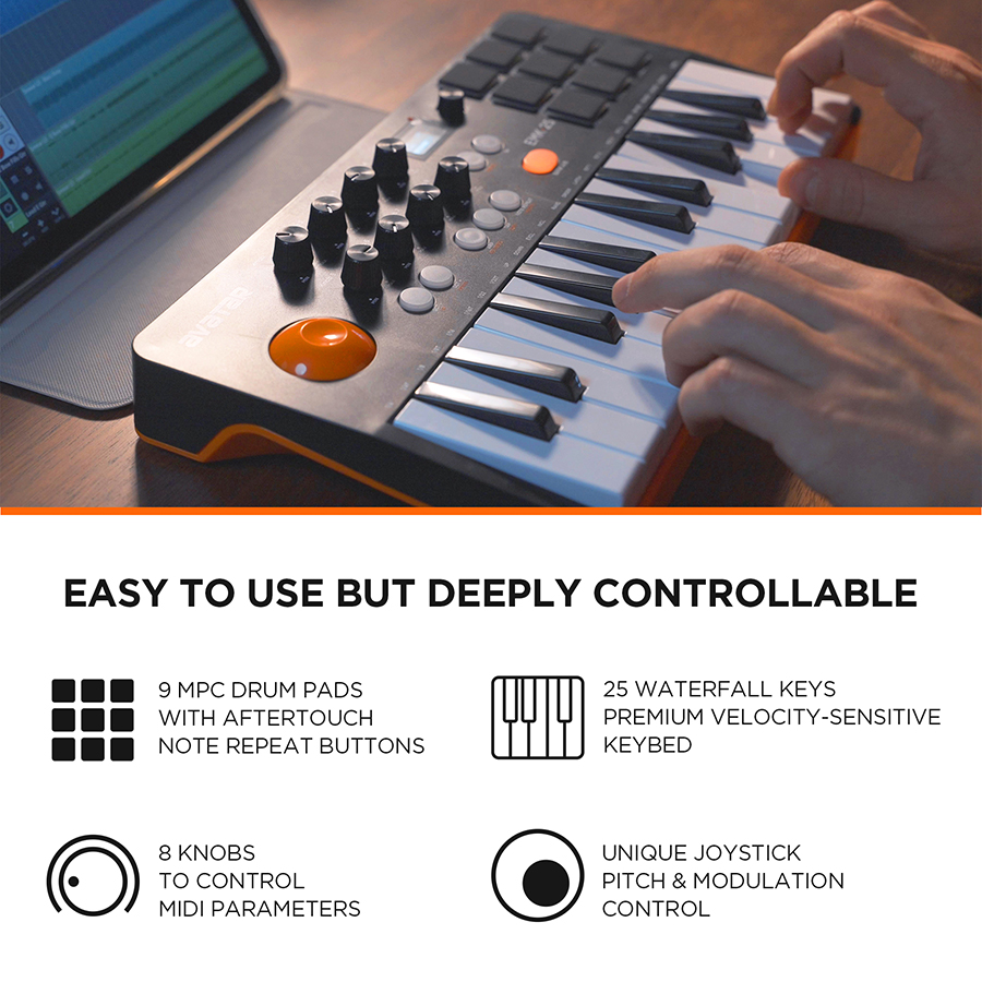 25キー、9つのバックライト付きビートパッド、OLEDディス - Musical Instrument Keyboard のレビューと価格