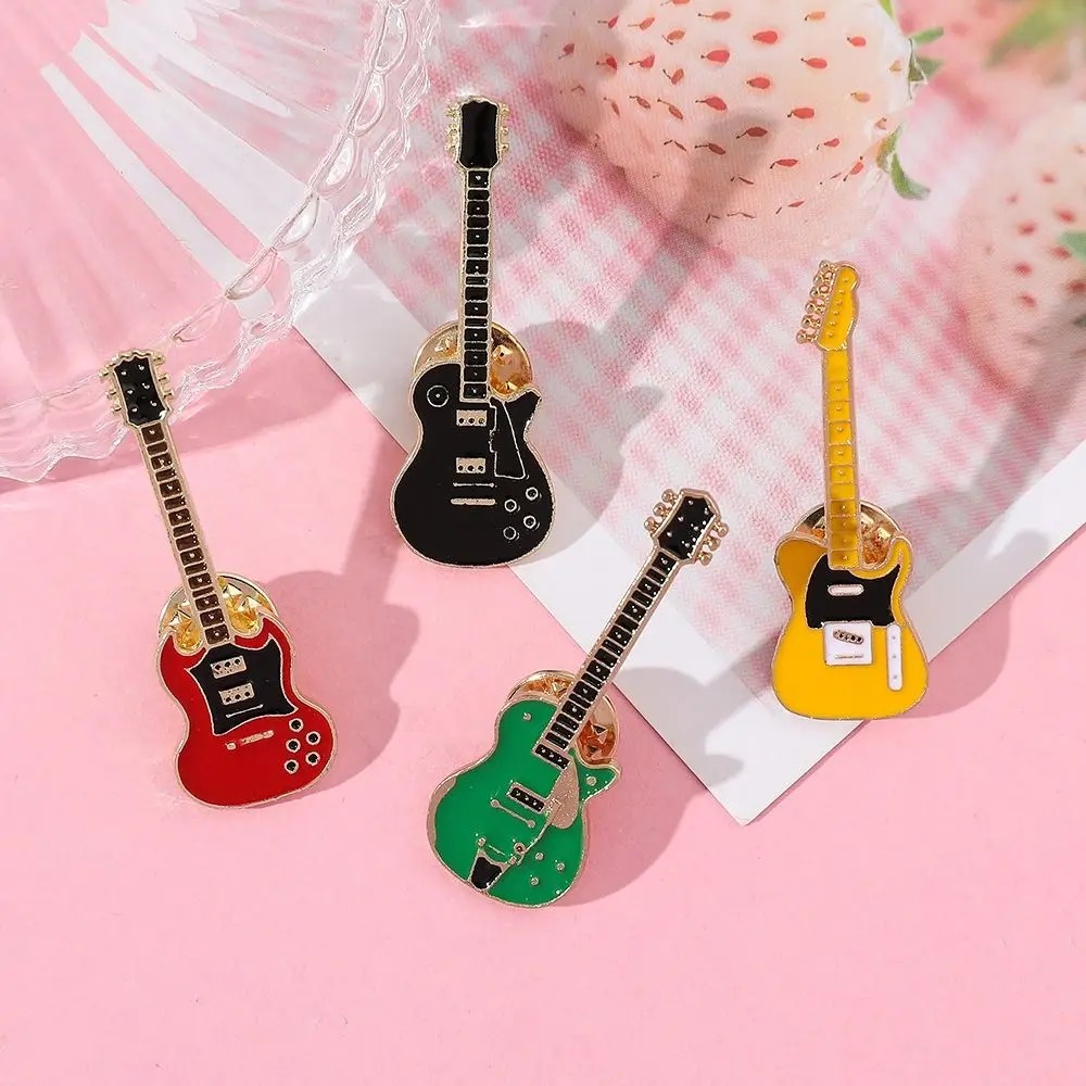 1/2/4 個ヴィンテージメタルエナメルギターブローチ男性女 - Musical Instrument Jewelry のレビューと価格