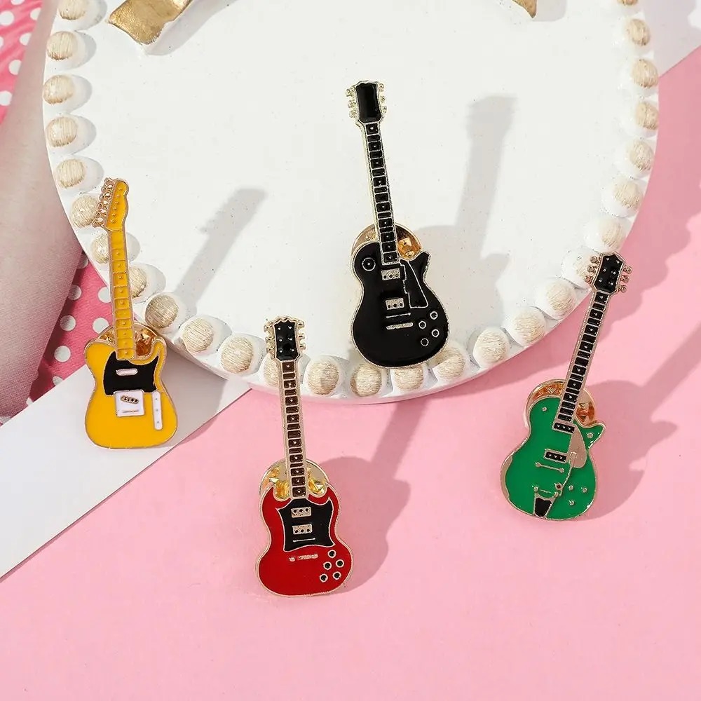1/2/4 個ヴィンテージメタルエナメルギターブローチ男性女 - Musical Instrument Jewelry のレビューと価格