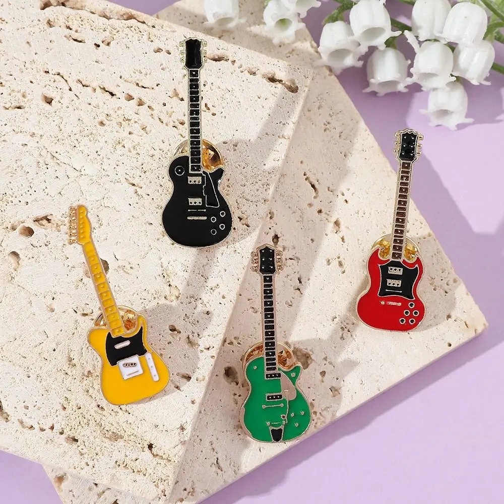1/2/4 個ヴィンテージメタルエナメルギターブローチ男性女 - Musical Instrument Jewelry のレビューと価格