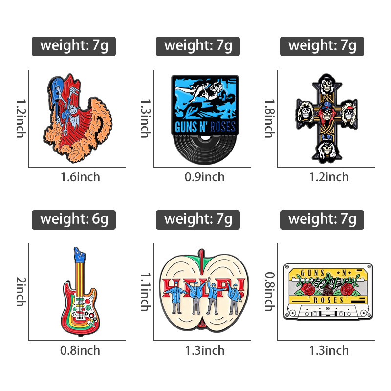 パーソナライズされた漫画風楽器エナメルピン、ビートルズギター - Musical Instrument Jewelry のレビューと価格