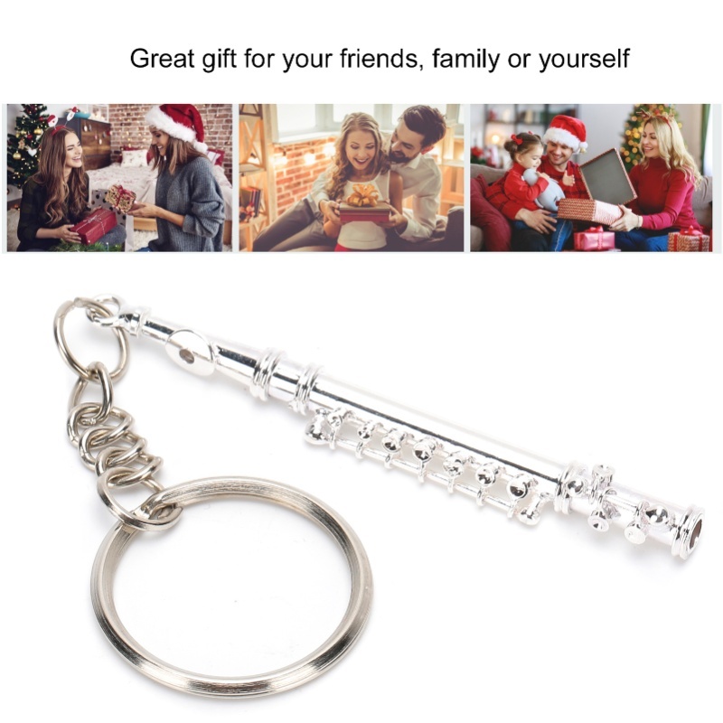 フルートキーホルダー メタルキーリング ギフト装飾 楽器飾り - Musical Instrument Jewelry のレビューと価格