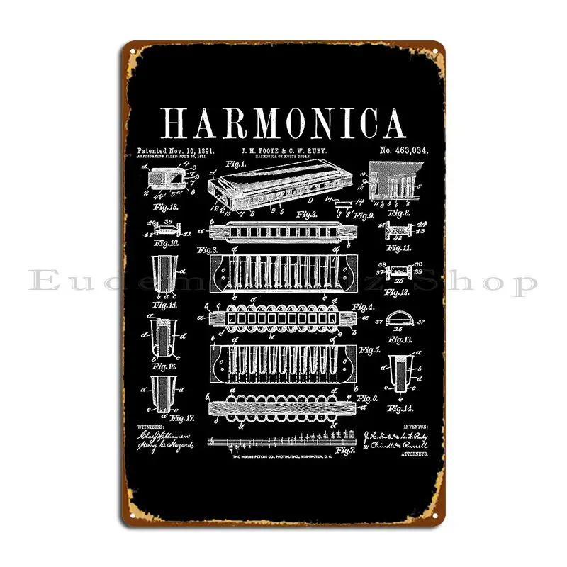 ハーモニカ奏者口オルガン楽器ヴィンテージ特許金属看板壁画壁装 - Musical Instrument Sign のレビューと価格