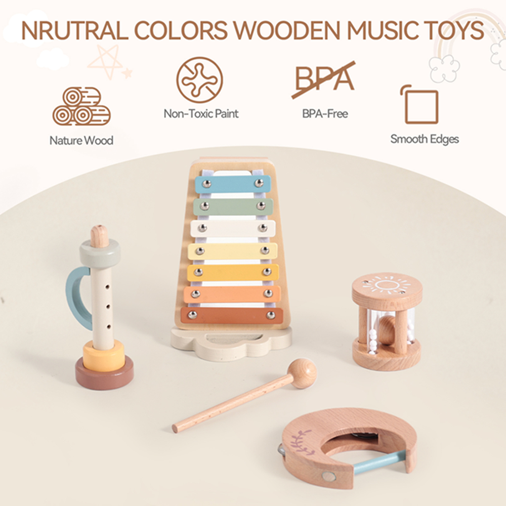 木製ベビーモンテッソーリおもちゃミュージカルガラガラ楽器木琴 - Musical Instrument Xylophone のレビューと価格
